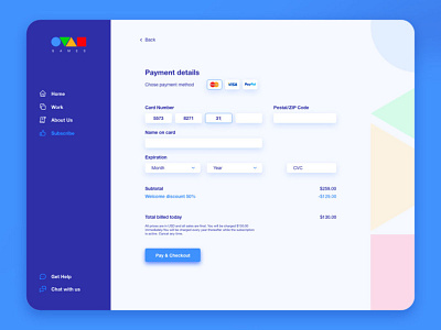 Daily UI 2 / 100 - Credit Card Checkout design icon typography ui web