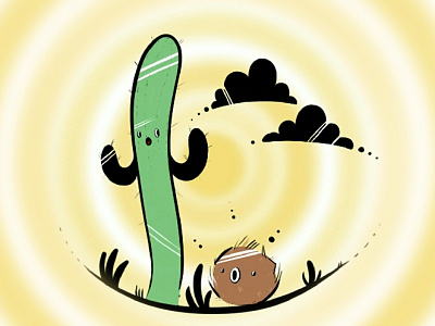 Prickles and Tumby cactus cintiq desert digital doodle friends illustration tumbleweed wacom