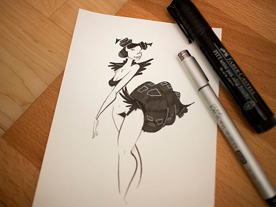 Inktober #16 black and white character design girl illustration ink inktober lady pinup queen shell snail woman