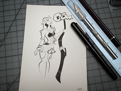 Inktober #19 beauty black and white bones girl illustration ink inktober pinup shaman shamaness skirt skull