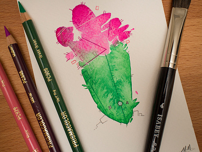 Mr. Prickletop #3 art cacti cactus character creature fantasy illustration isabey mr. prickletop prismacolor watercolor