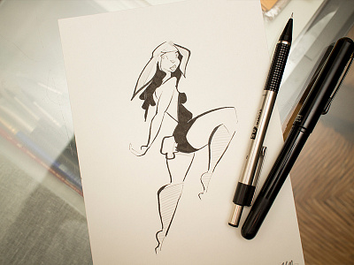 Inktober #22 beauty black and white bunny character design girl illustration inktober pinup rabbit