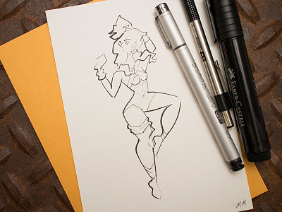 Inktober #30 beauty blackandwhite girl illustration inktober pinup warrier wrap