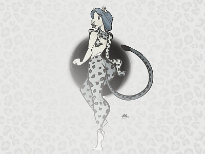 Lilah beauty character design girl illustration leopard lilah pinup print savanna scarf tail