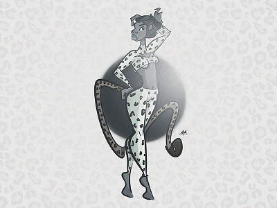 Lafina beauty cat character digital feline female fur illustration leopard pinup print tail