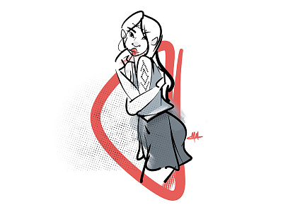 Red character design female girl illustration pinup red vixen