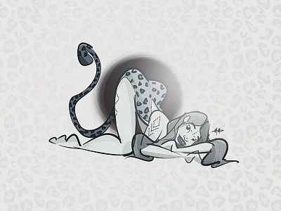 Lorah character design fantasy female illustration leopard pinup sexy tail