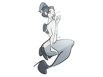 MerMay #8 character cute digital fantasy female gray grey illustration mermaid mermay pinup woman