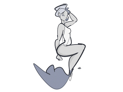MerMay #22 art character digital fantasy girl gray illustration mermaid mermay pinup woman