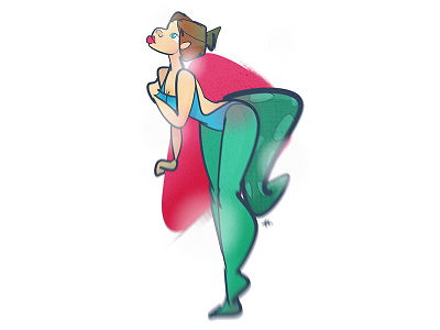 Talia Tadpole art blue character digital fantasy girl green illustration pink pinup tadpole woman