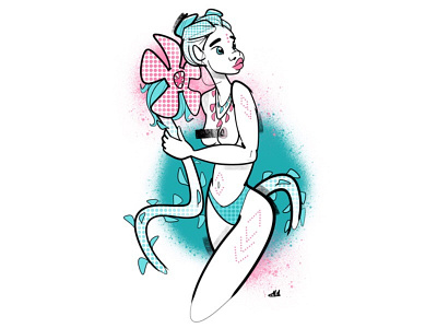 Flower Maiden art cute digital fantasy female flower girl illustration pinup procreate siren
