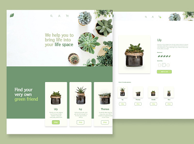 Fun little home plant e-commerce concept design ui web