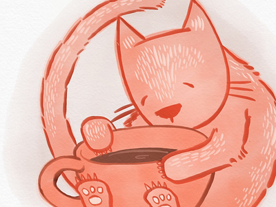 Coffee cat cat illustration
