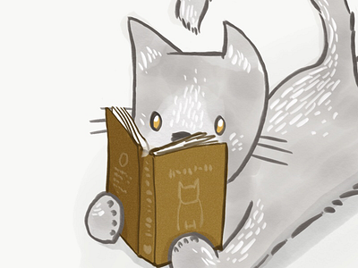 Get reading cat illustration