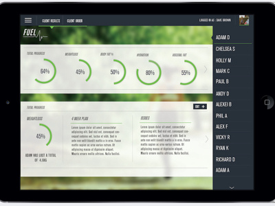 Fuel - nutritional app concept for ipad