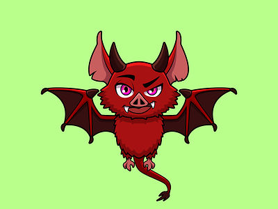 Devil Bat animal art bat character character design characterdesign cute art cute character devil devil horns evil mascot mascot character mascot design red