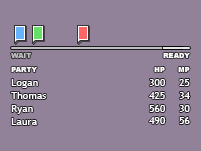 Battle Party 8 bit battle game interface party ui