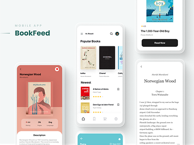 BookFeed - an Ebook app app book card clean design dis ebook ios novel profile read reading store ui ux