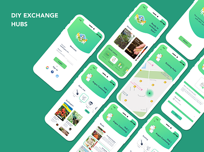 DIY Exchange Hubs mobile app mockup servicedesign uidesign uxdesign