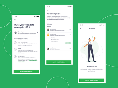 Referral Program calltoaction creativeprocess design emptystate mobile app mockup referral secondarybutton tracking uidesign