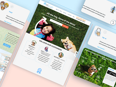 Dog Care Mobile App blue website branding design dog website flat design homepage design latest design trending design trending ui