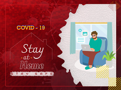 covid 19 banner branding corona post covid 19 covid 19 post illustration latest design red stay safe stayhome trending ui ux