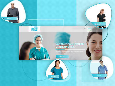Doctor Apparel Store UI blue theme branding doctor flat design homepage design latest design trending design trending ui ux