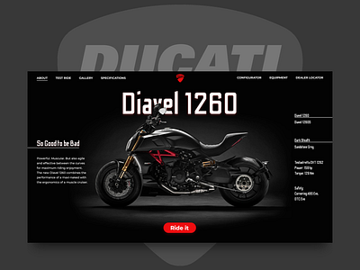 Ducati Diavel 1260 Promo Page Concept bike concept creativity daily dailyui design ducati homepage main page ui uidesign uiux web webdesign website