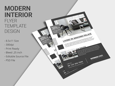 Modern Interior Marketing Flyer Template Design