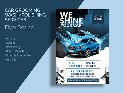 Car grooming polishing wash flyer template design