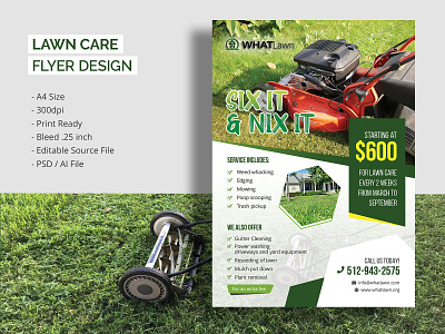 Lawn Care Flyer Design template advertisement advertising care edging flyer flyer design flyer template grass green landingpage landscape lawn lawn care lawncare lawnmower leaflet marketing poop scooping print ready weed whecking