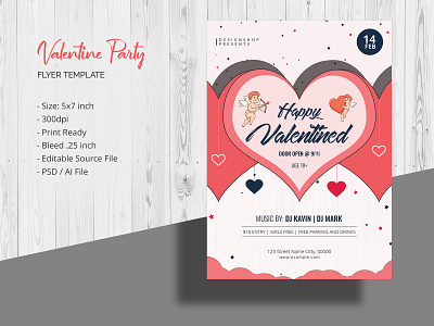 Valentine Party Flyer Template Design