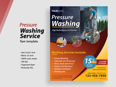 Pressure washing or Cleaning Service Flyer Template 8.5x11 advertising cleaning cleaning service flyer design flyer flyer design flyer template leaflet marketing modern photoshop power cleaning power washing power washing flyer template pressure washing print print ready template design