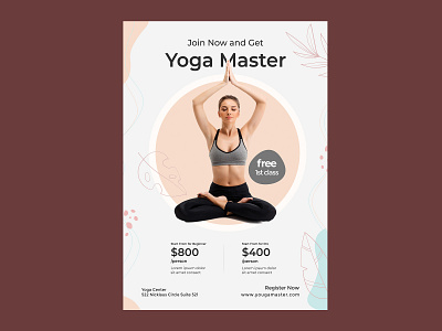 yoga flyer or poster template design a4 size ads advertising advertising flyer clean fitness flyer flyer flyer design flyer template leaflet marketing modern print ready promotion flyer template yoga yoga center yoga class yoga day yoga flyer