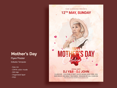 Mother's Day Flyer / Poster Template a4 size flyer flyer template flyer templates modern mother mothers day mothers day flyer mothers day poster mothersday print ready print template template woman women womens day