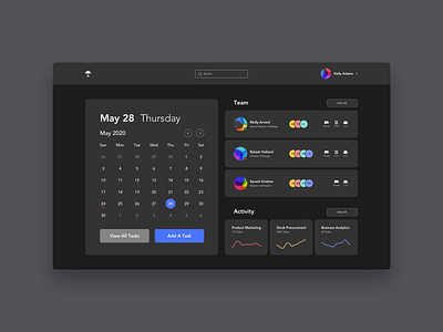 Dashboard - Practice black calendar clean ui dark mode dark ui dashboad data visualization design table ui vector