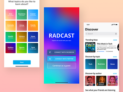 A Podcast App Design app app design card gradient ios ui