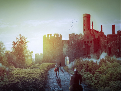 The Castle Watch castle castle landscape castles dawn landscape landscape illustration mountain soldiers