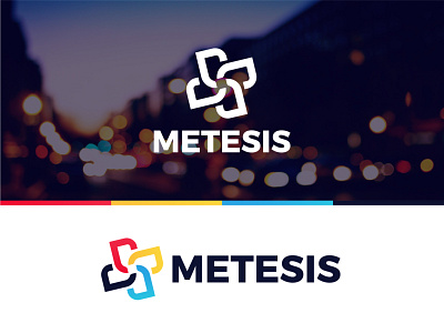 Metesis │ Logo presentation abstract branding business clean colorful contrast creative design dynamic geometric logo design minimal minimalist