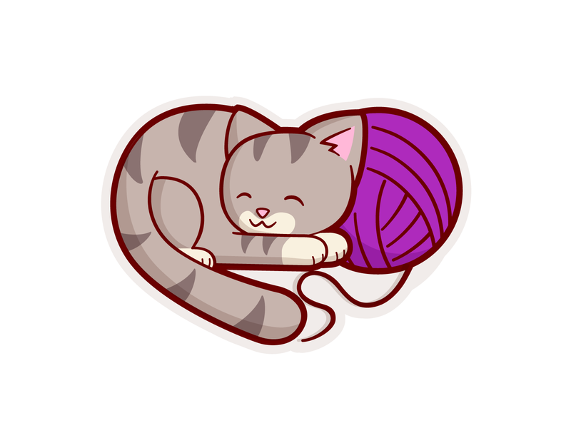 Kitty heart challenge charm illustration kitty kitty cat mule sleepy sticker stickermule vector yarn