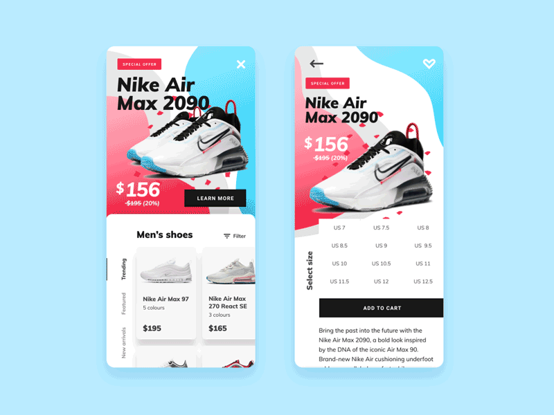 Daily UI - Special offer 036 animation banner blue daily ui gradient interaction offer red shoes shopping special