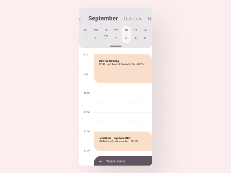 Daily UI 038 - Calendar 38 calendar create new daily ui date picker events interactions mobile app pastel color