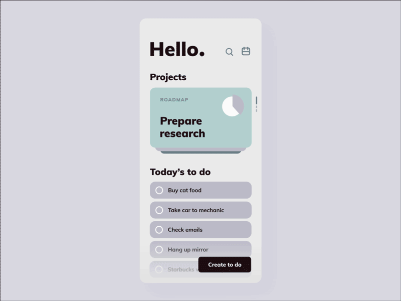 Daily UI 42 - To do list animation app cyan daily dailyui green interaction lavender mobile to do list