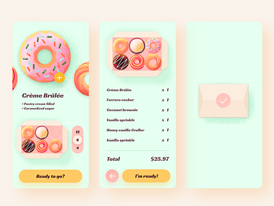 Daily UI Food Menu Screens donuts doughnuts food menu mobile app order screens