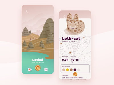 Daily UI 45 - Info card animation cats daily ui experimental fake 3d illustration info card lothal mobile mobile app navigation star wars terrian vector