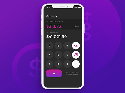 DailyUI - 004 - Calculator calculator currency daily ui dark pink purple user interface