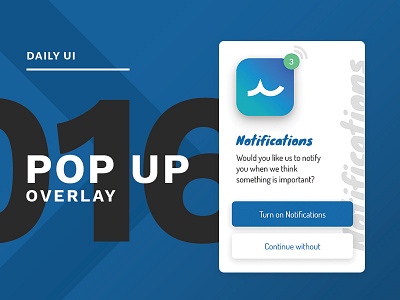 DailyUI - 016 - Pop up overlay app daily ui notification overlay pop up