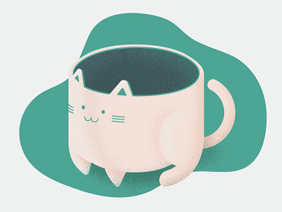 Kitty Mug cat illustration illustrator cc kitty texture turquoise