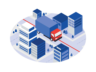 Empty State Illustrations no. 2 - Vehicles 2 colour blue city emptystate illustration isometric red truck vehicle