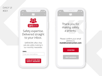 Sign-up screen for SafeWork App construction dailyui dailyui 001 safety ui ux work